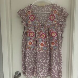 Savanna Jane Purple Floral Ruffle Top